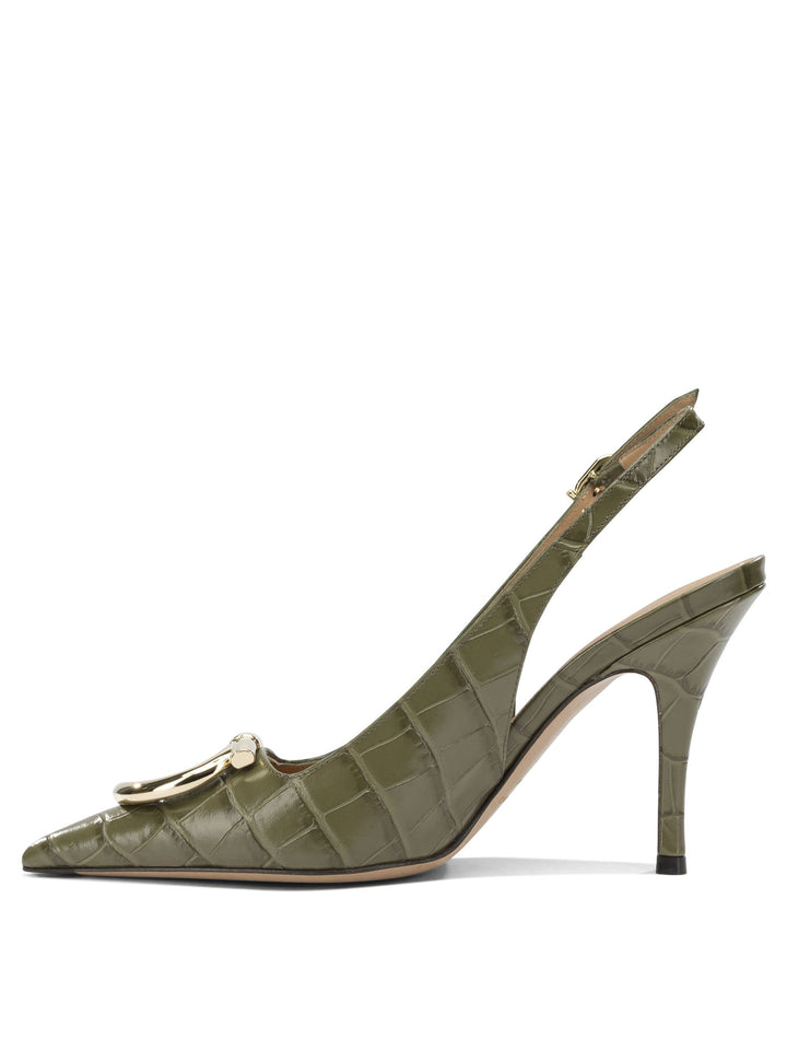 Ferragamo Sara Croc 65mm Heeled shoes - Green | ef19800b74566024f3b983412ab4f4097d35e096