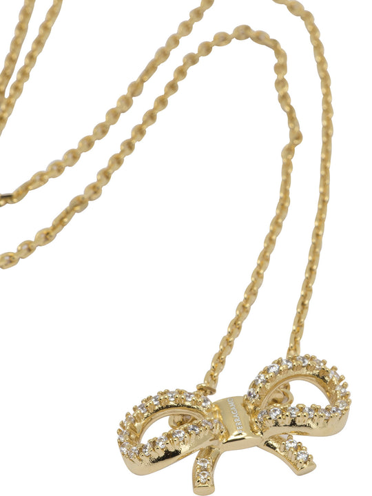 Necklace With Bow Pendant Jewels Gold