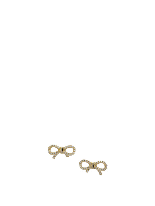 Bow Earrings With Rhinestones Jewels Gold