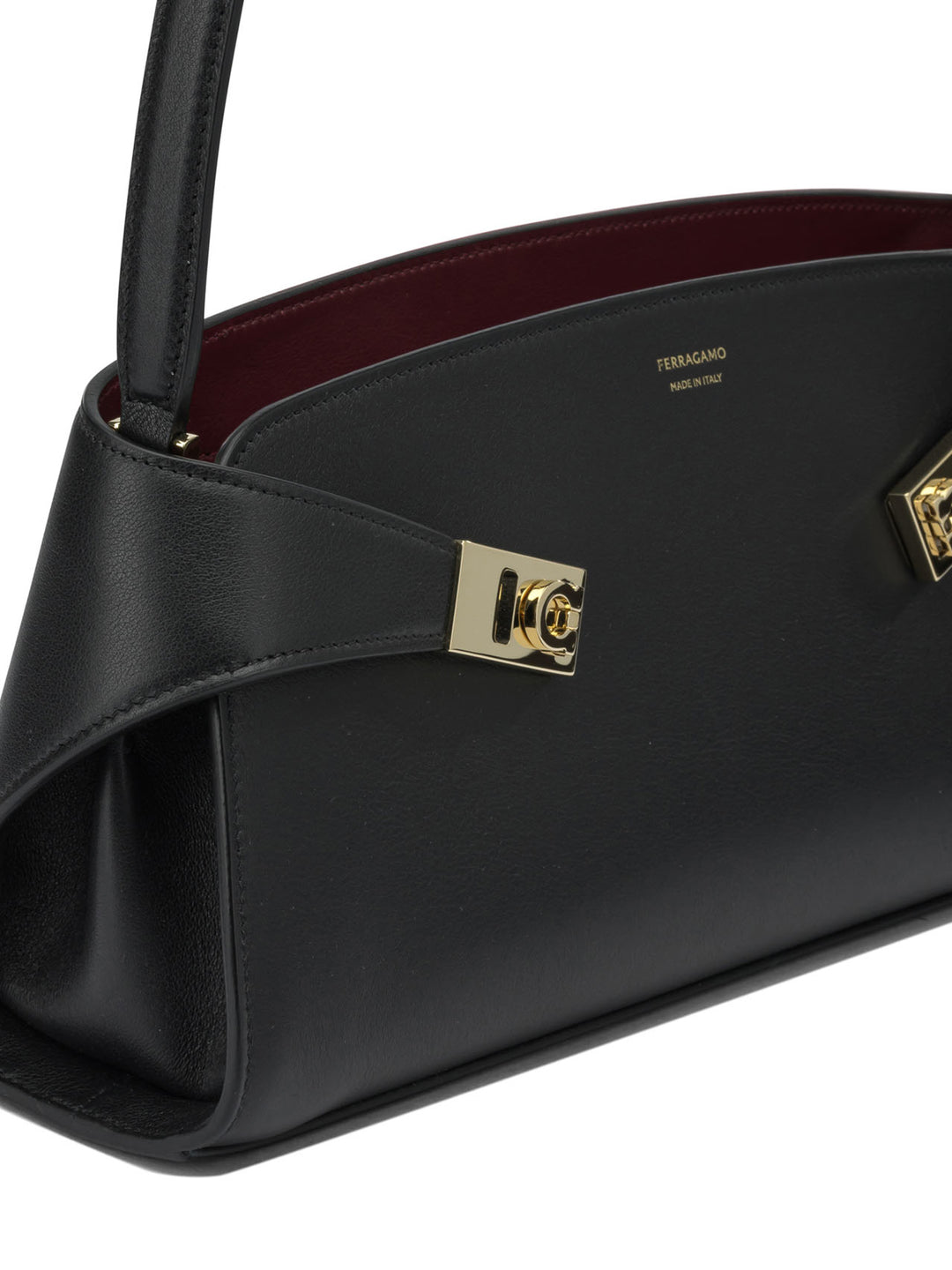 Ferragamo Hug East-West Shoulder Bags - Black | 11d7a9c7ed46b631b5b8160c9895f4a6506db67e