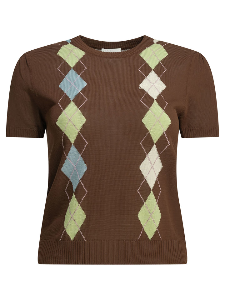 Ganni Argyle Knitwear - Brown | 632fa6f83aac59a85f6cd621761cfdb26bc6ae44