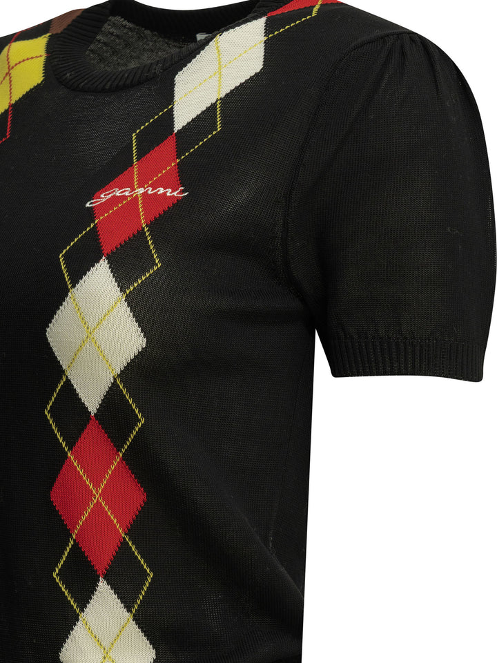 Ganni Argyle Knitwear - Black | 0f15df55f5792f0065a976b0bcac12a06b5f0679