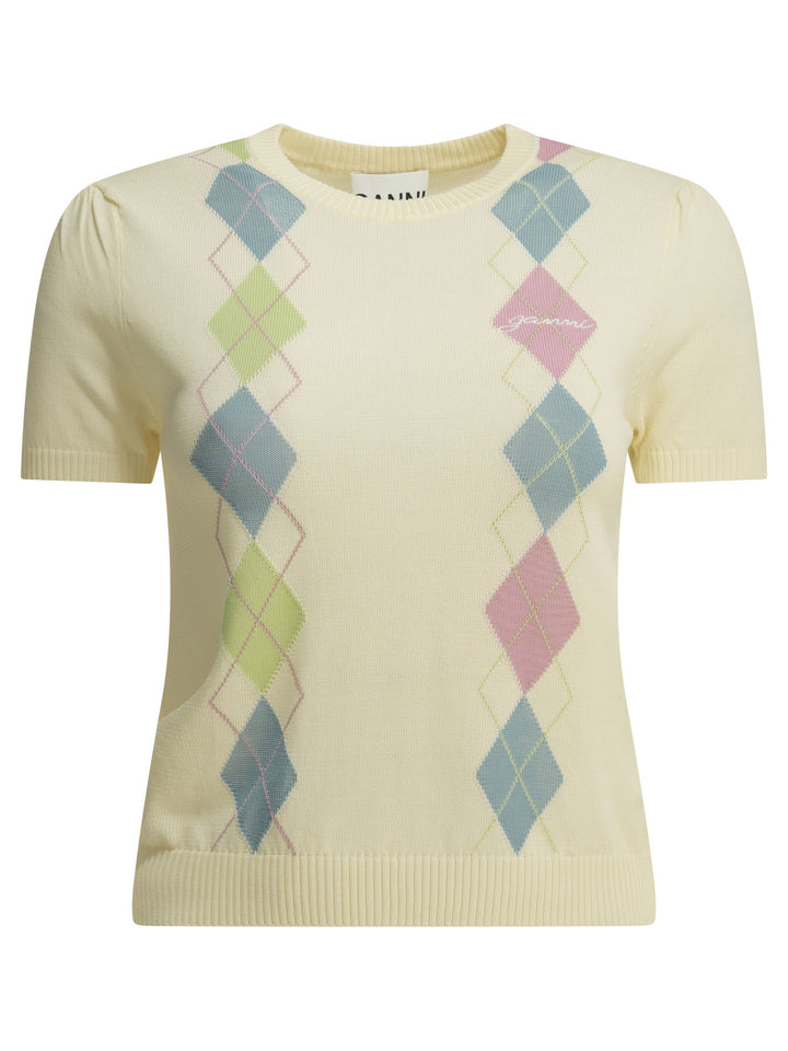 Ganni Argyle Knitwear - White | f3add7f025aa43865e4c634aa9a729a94af11245