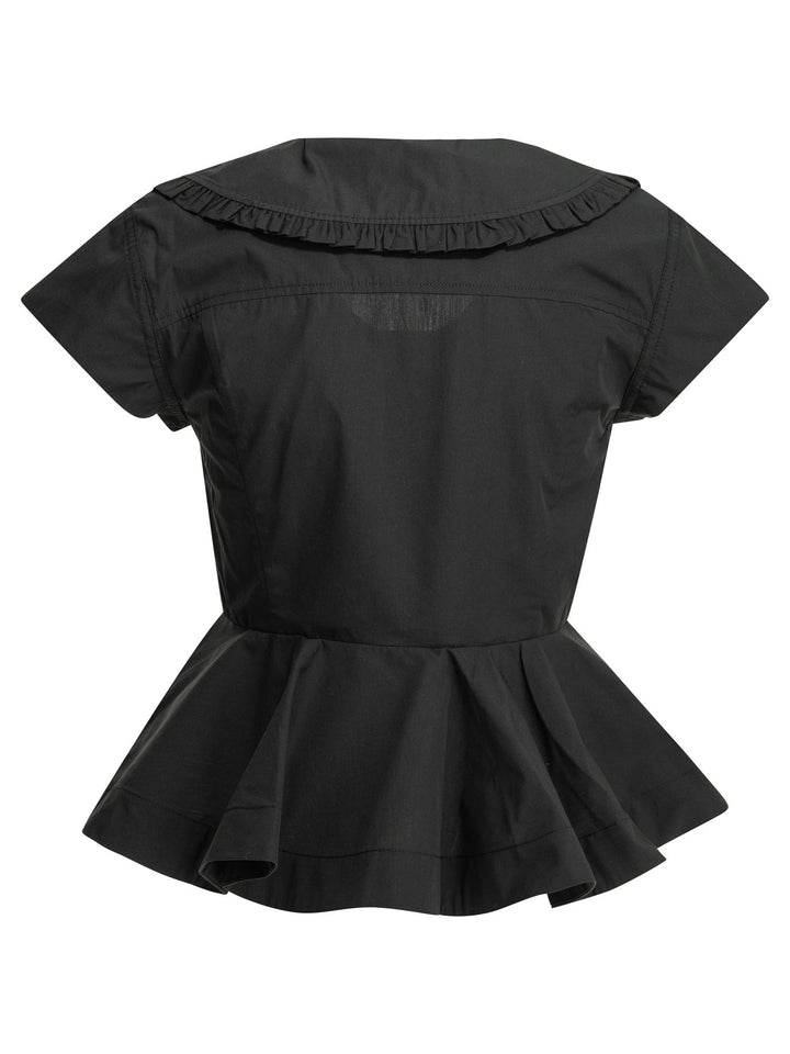 Ganni Cotton Blouse Shirts - Black | 111d5dca3ffc89dda38df03604e0adc071c740cb
