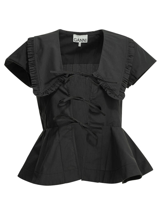 Cotton Blouse Shirts Black