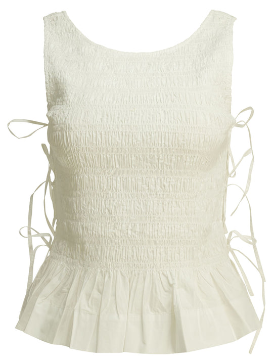 Casual Pleated Top Tops White