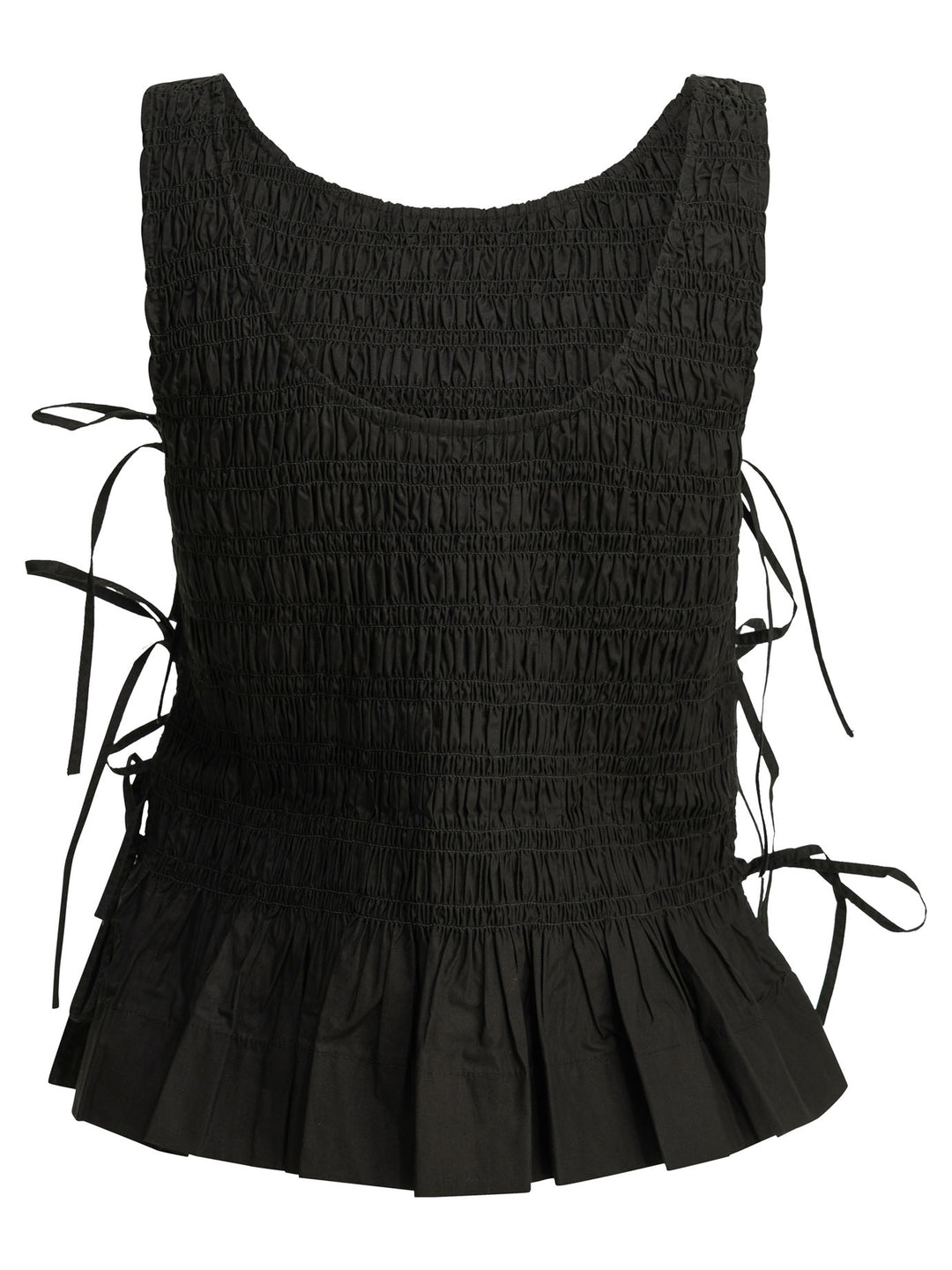 Ganni Casual Pleated Top Tops - Black | 23d03d497c4f13313ac8dbd824e7595b81db199b