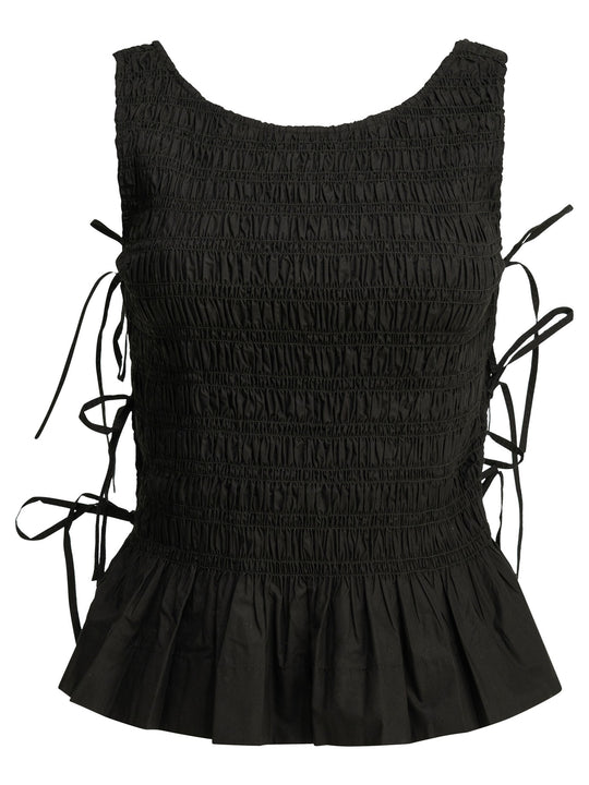 Casual Pleated Top Tops Black