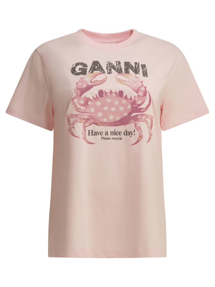 Ganni Crab T-shirts - Pink | 687ed2b65855a0017275fb002ec3425b40e1666d