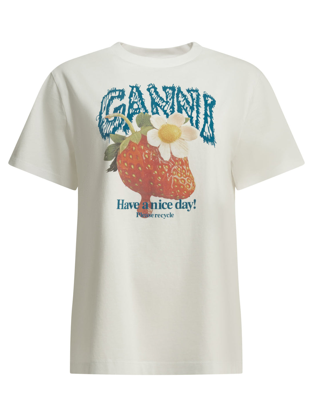 Ganni Strawberry T-shirts - White | 8807378230f56cbe9461d756c9e1b00a454e208f