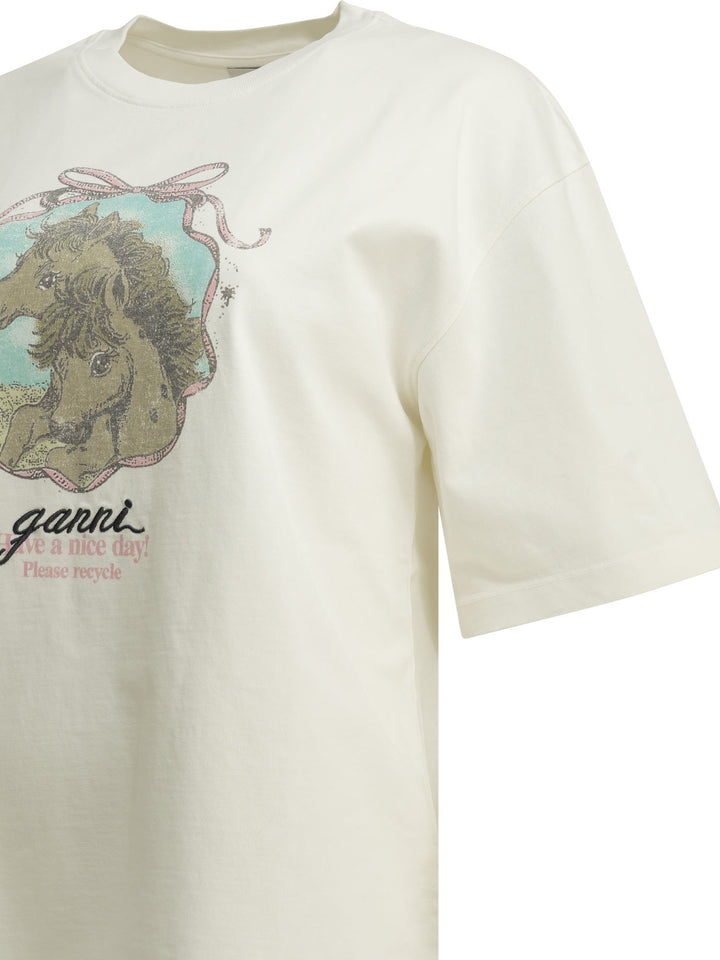 Ganni Qixi T-shirts - White | 737d5b066be2e8cce4e387ecdc17d4bbae8d8812