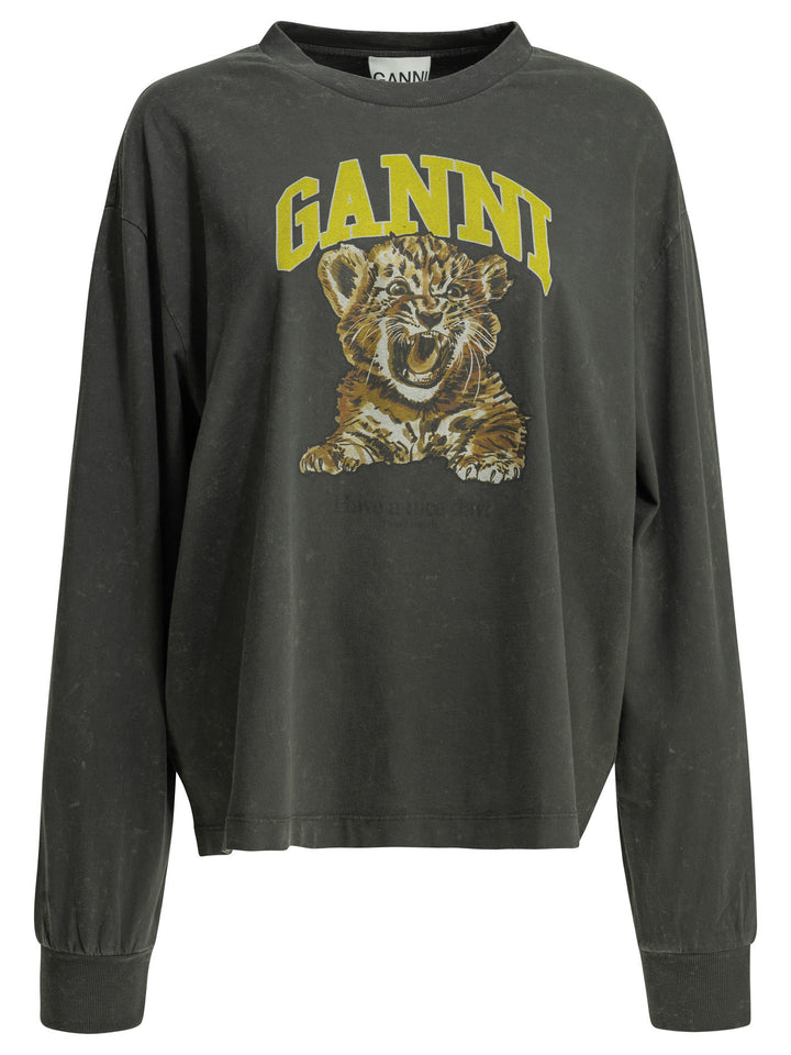 Ganni Tiger T-shirts - Black | 929cb0effc62bc92da4ffd83ef1f639be79bcba8