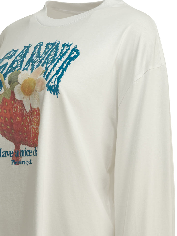 Ganni Strawberry T-shirts - White | 5e7fc17fbff5cdc63a30283cd2165e7b5835a72d