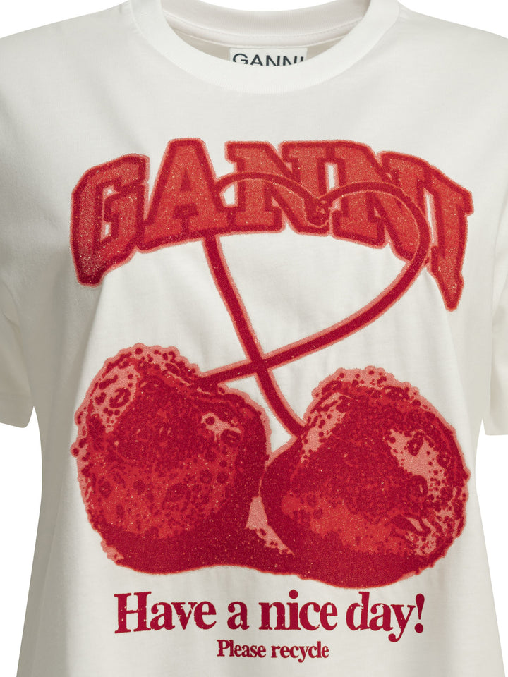 Ganni Cherries T-shirts - White | 0a672598c2c2912dc61b68757c389b5b6f2b1a97