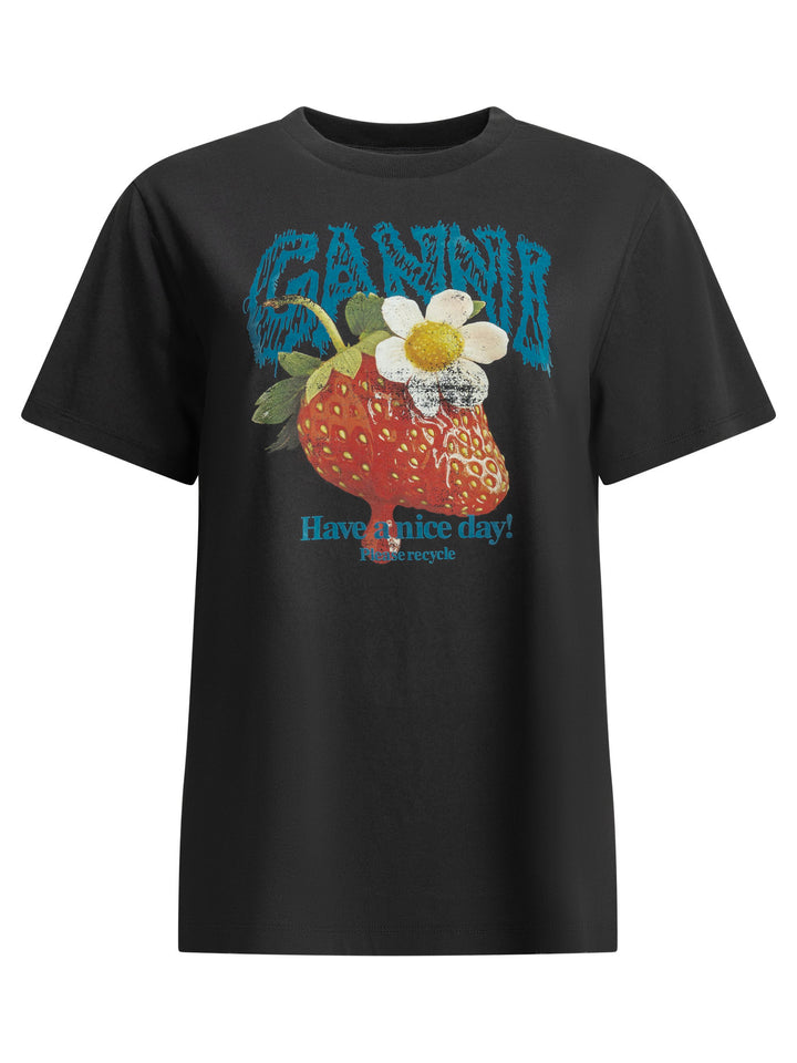 Ganni Strawberry T-shirts - Black | 31d7e92eac2093c34a536f4deee245d756a62a8d