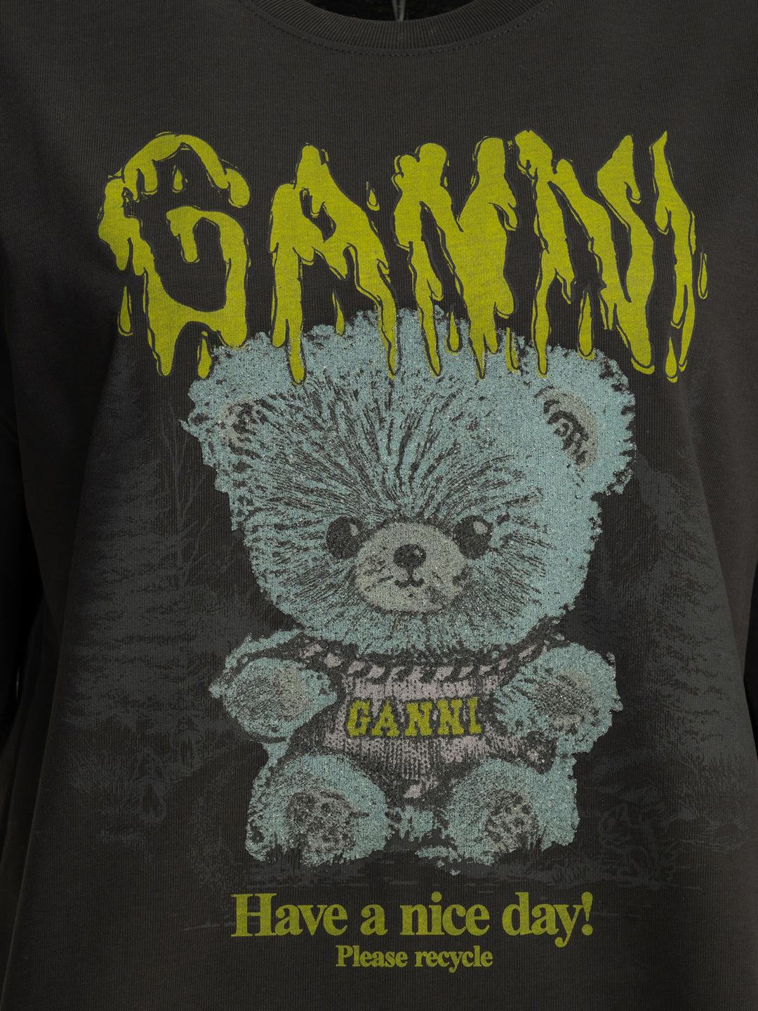 Ganni Forest Teddy T-shirts - Black | 5692b014f82901cf27a5a0ac43f81ebdb81aca79