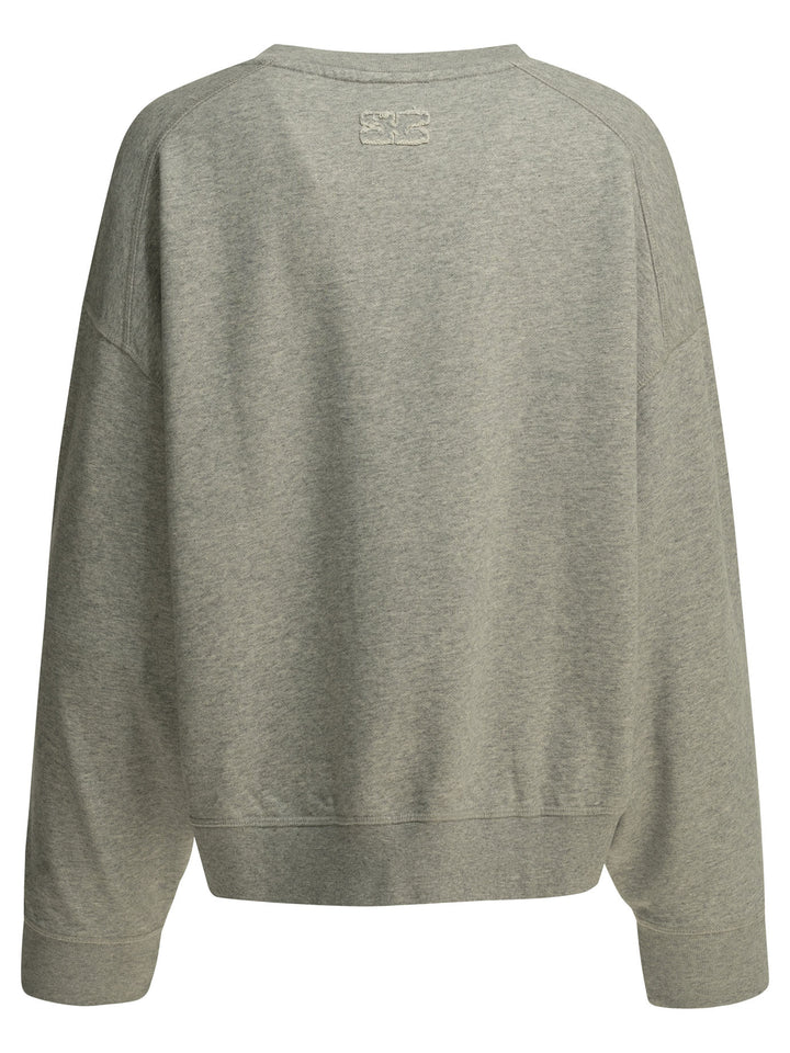 Ganni Crewneck Sweatshirt With Logo Sweatshirts - Grey | 0038a1aa5d32b7c930eb21498743fcbb8066b981