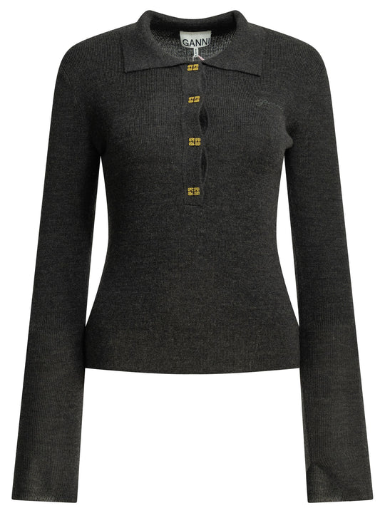 Logo Polo Sweater Knitwear Grey