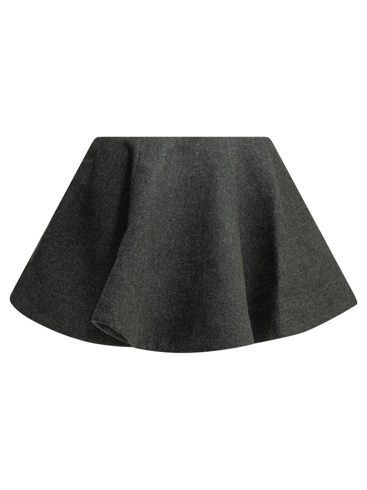 Ganni Flared Wool Miniskirt Skirts - Grey | 0a54353778037b0ce6952f7904b484a03c31fc7f