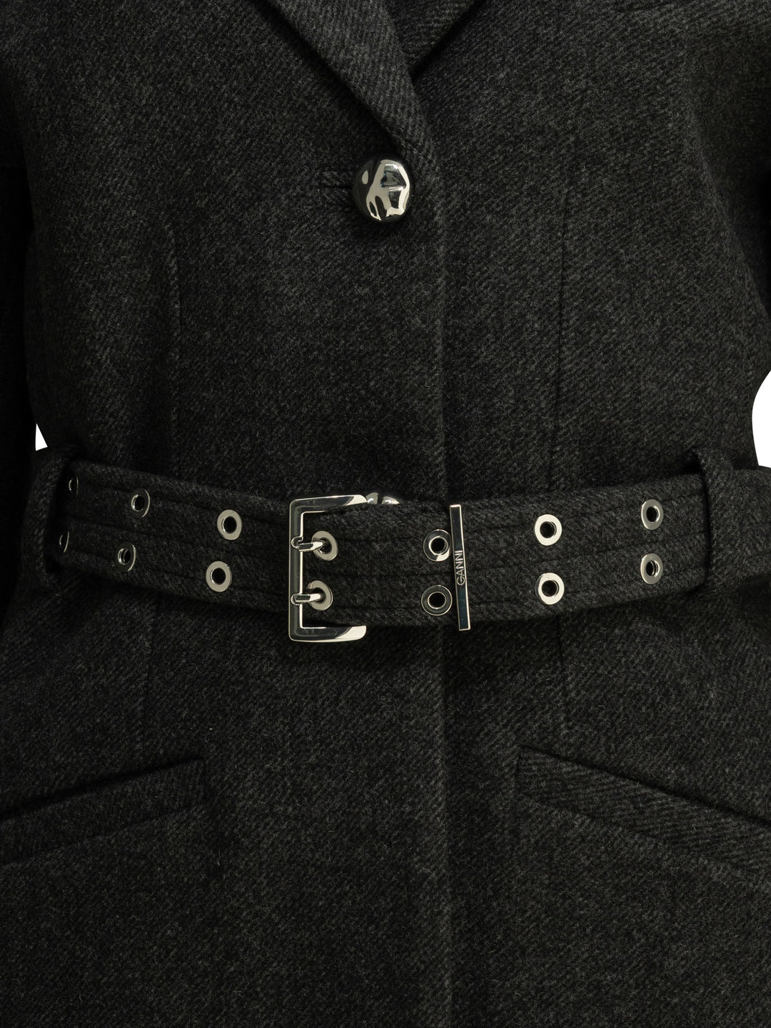 Ganni Lightweight Wool Jacket Jackets and Coats - Black | 9f6382db76656a8b8257c1b8338d28a3fc5d78de