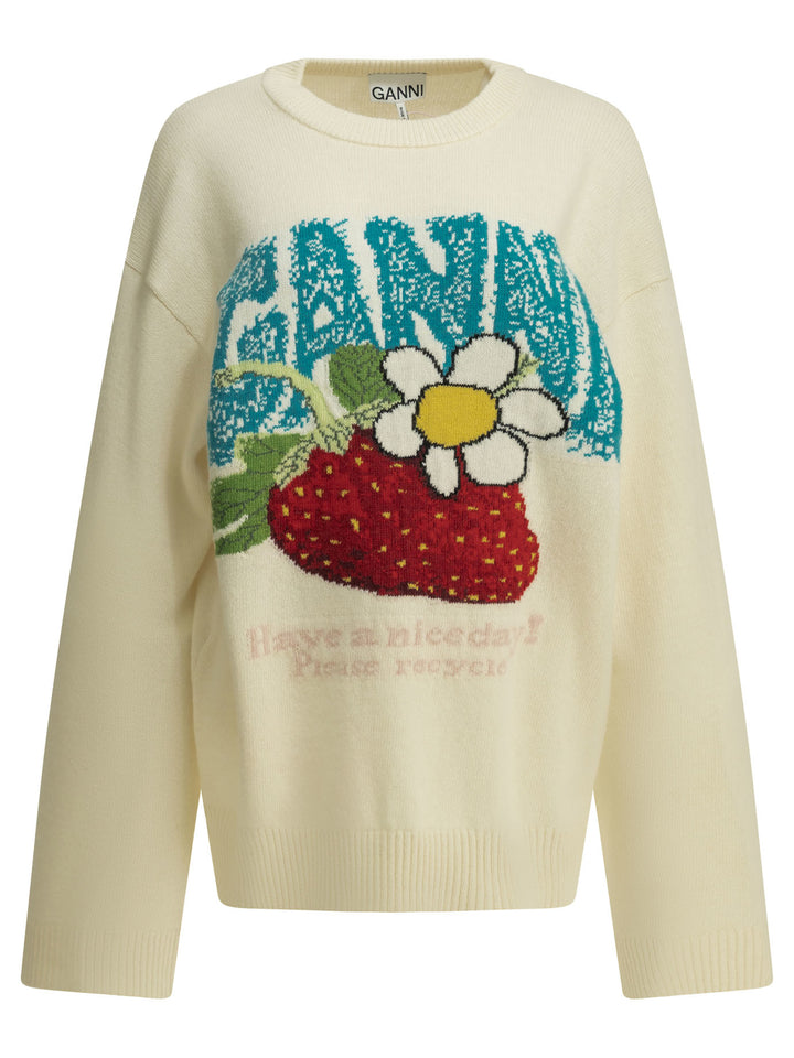 Ganni Strawberry Knitwear - White | 525c0292dac91d8ecb8509d04e82bc52a19cf289