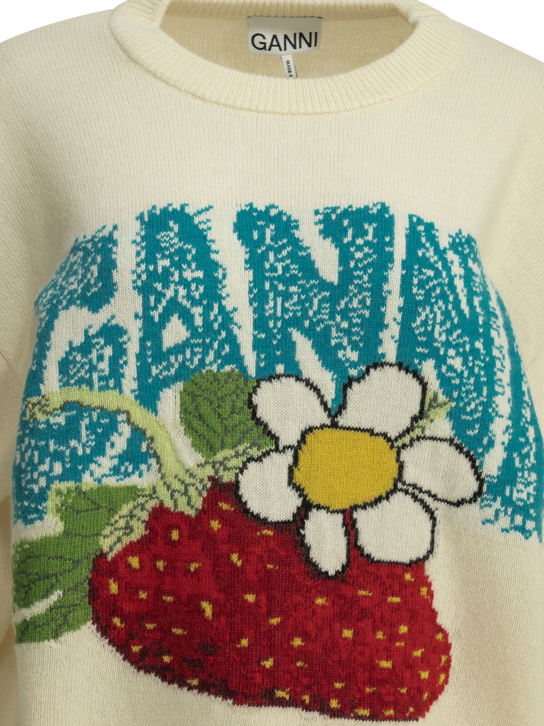 Ganni Strawberry Knitwear - White | e686096082314c10e3e4f273d71d72f2143cd159