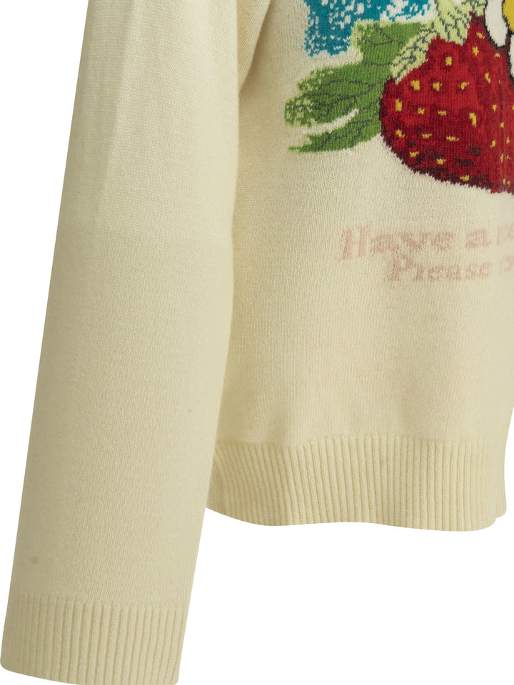 Ganni Strawberry Knitwear - White | eb9d1479f7e9da21960a65a59f833cb7afdccf88