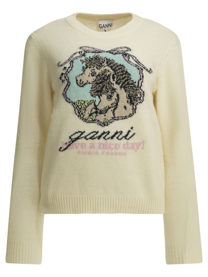 Ganni Horses Knitwear - White | b6db677435ada805be18dcdaea946f008ea8eb4f