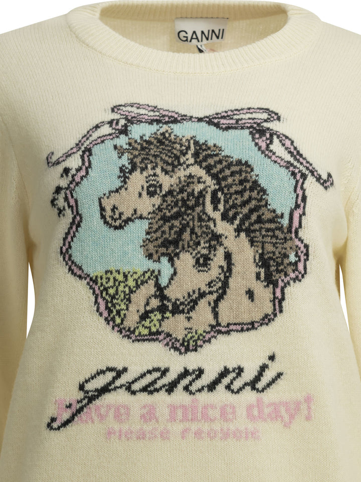 Ganni Horses Knitwear - White | e4dc4ee3f0276ef6cea8ef279487d4e9f765e4f8