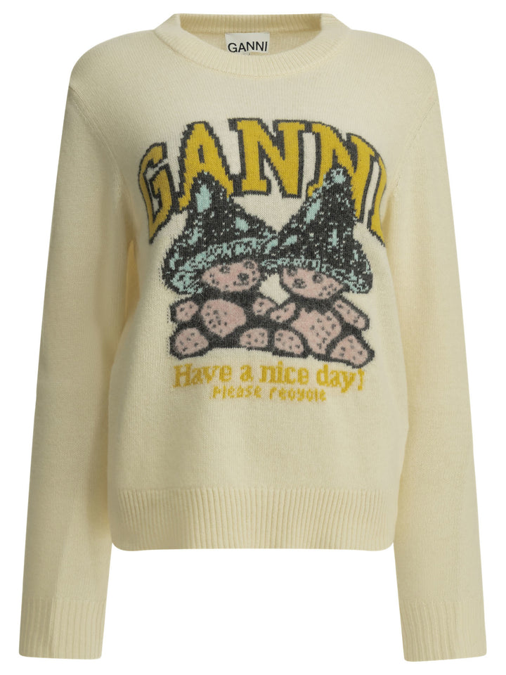 Ganni Teddy Mushroom Knitwear - Beige | 4efb7af4a38a62ee6ebf35b7b159c8dac7a8ee9c
