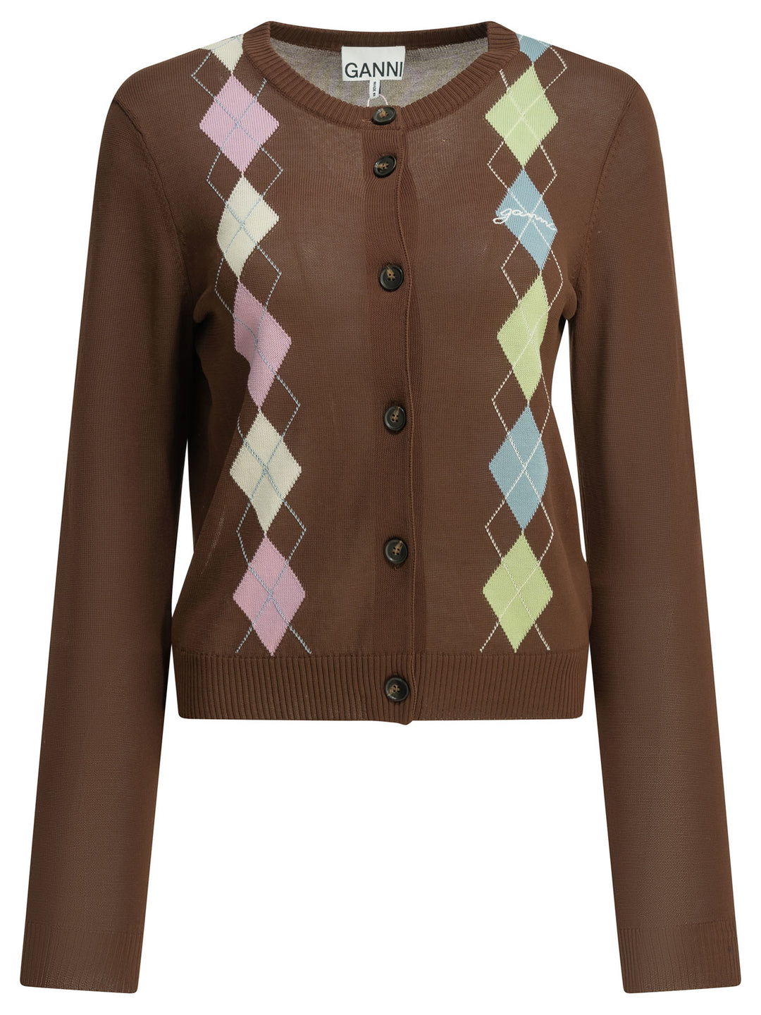Ganni Argyle Knitwear - Brown | b4f822f4bde65e5f3d1d4aba4116000fa93f1bdc