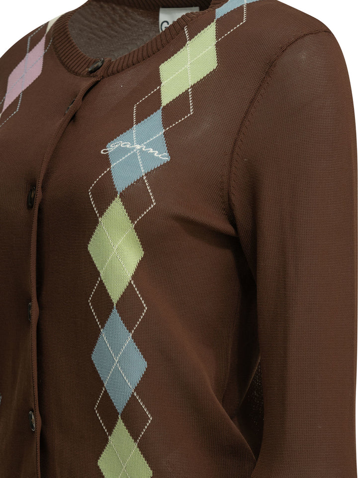 Ganni Argyle Knitwear - Brown | 9f5637ff7ef4b5e6b13e0d909fb224c75c05d175