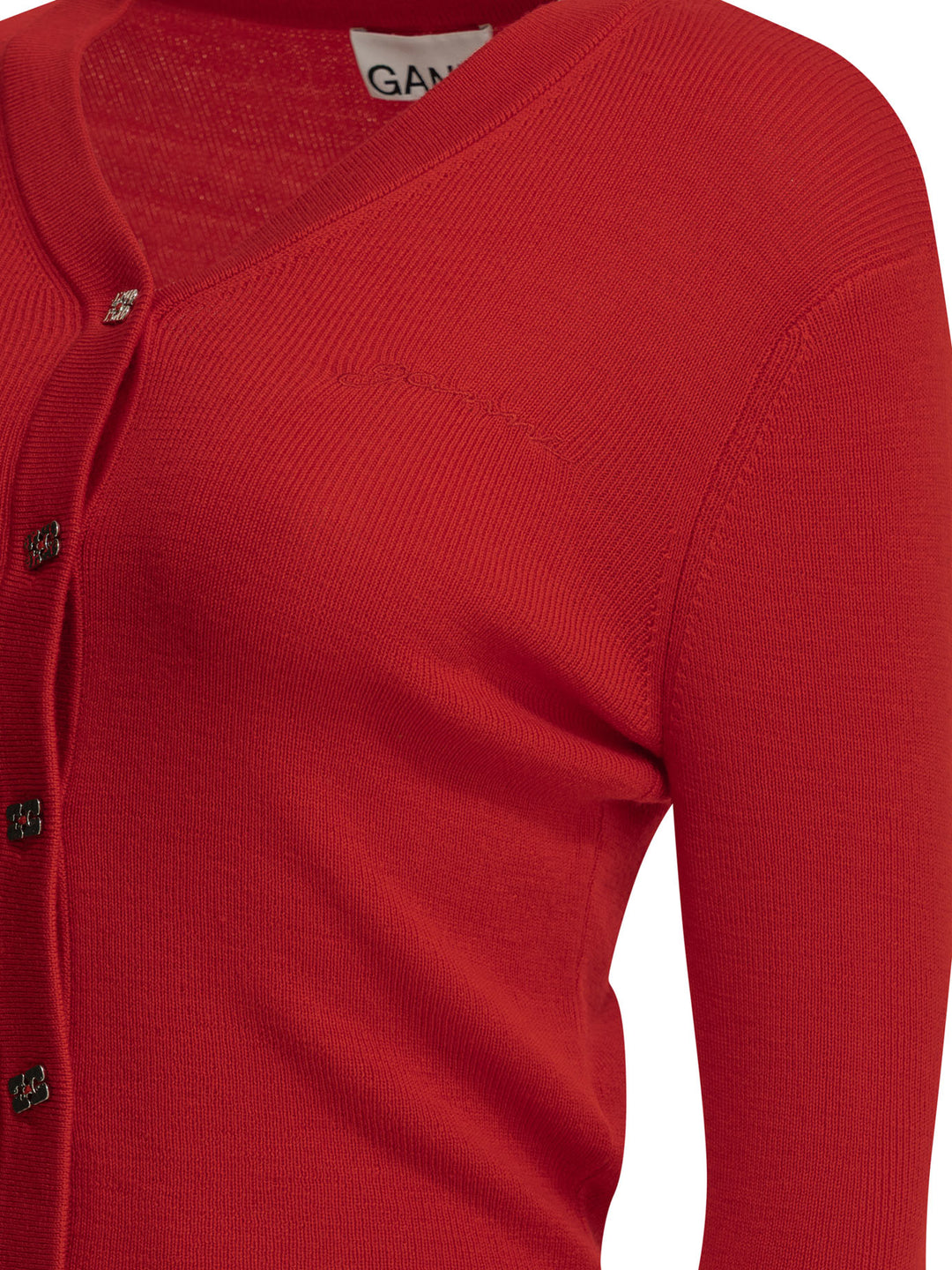 Ganni Merino Wool Cardigan Knitwear - Red | 956403eb478d7553722d5bf5df63c2d4c522a477