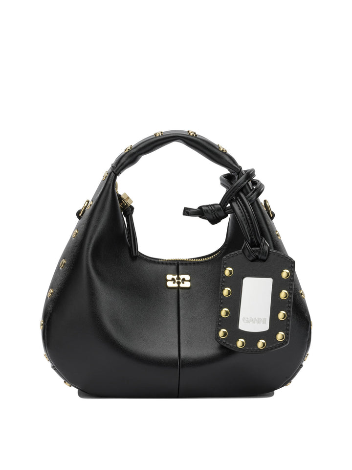 Ganni Hobo Studs Handbags - Black | 65751960e4b58a0823241aa3a1e6589d09178c3a