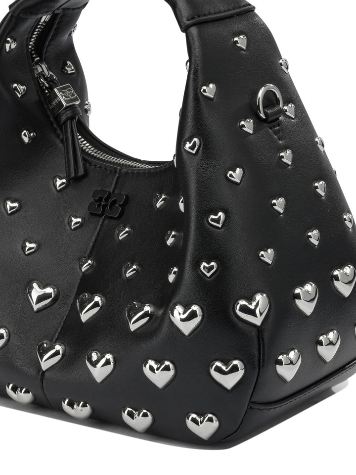 Ganni Mini Hobo Heart Handbags - Black | c969cc1268c737bde48f02ec3ebfab051ecd3a6f