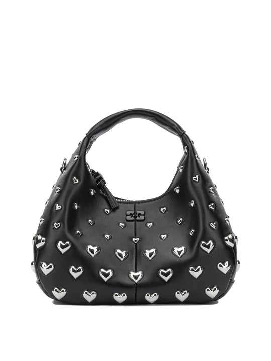 Mini Hobo Heart Handbags Black