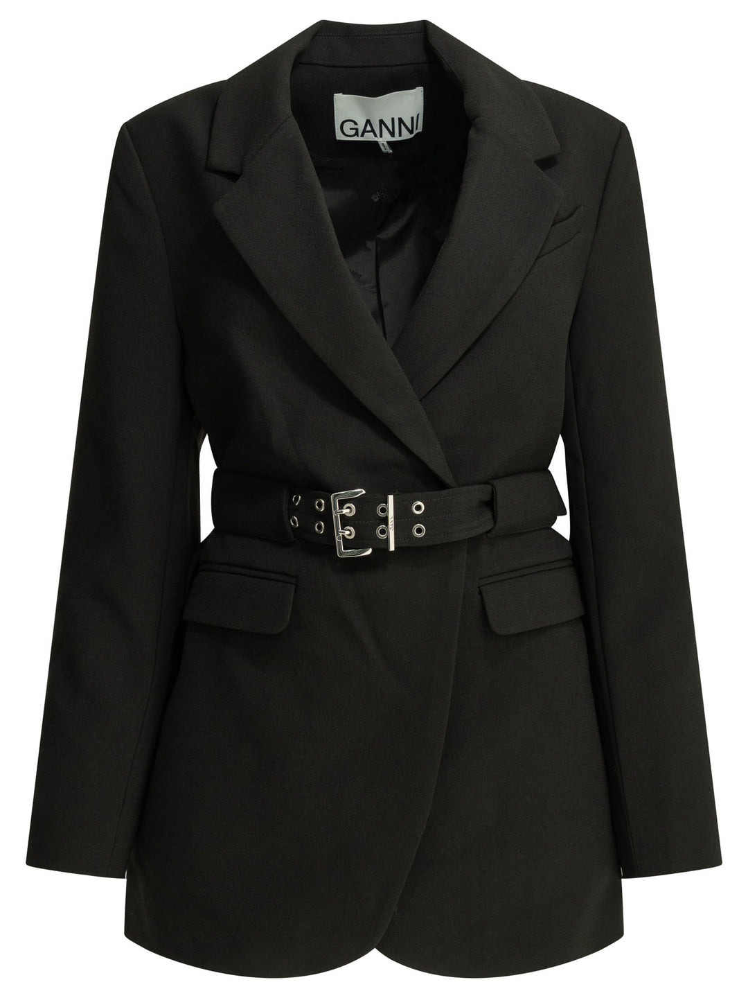 Ganni Crepe Blazer Jackets and Coats - Black | 8b7e7648162f0e2768ef98de917b5cd5a6a3a3c2