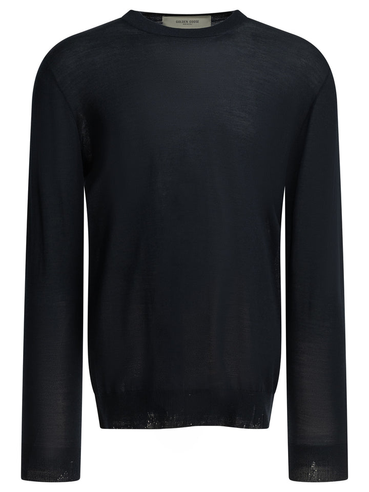 Golden Goose Wool Crew Neck Sweater Knitwear - Blue | 932ec3018cfede6abe4dd2f3893d60166c46de42