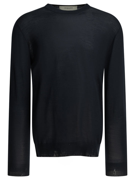 Wool Crew Neck Sweater Knitwear Blue