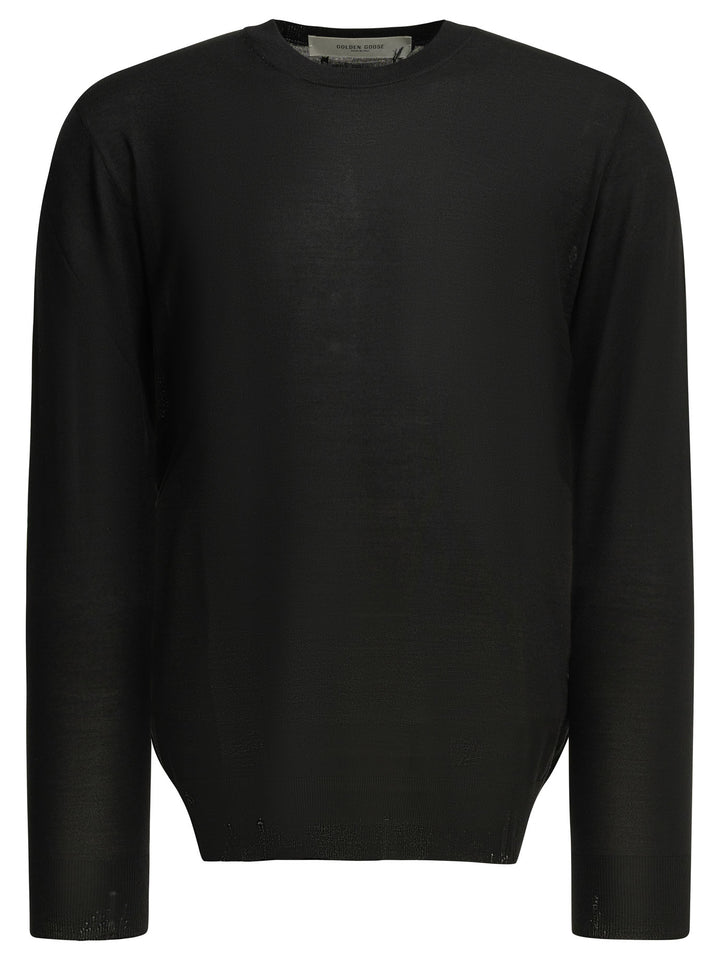 Golden Goose Wool Crew Neck Sweater Knitwear - Black | 09260f76d77384e11ca9a1569a5b94a0c0cd2e26
