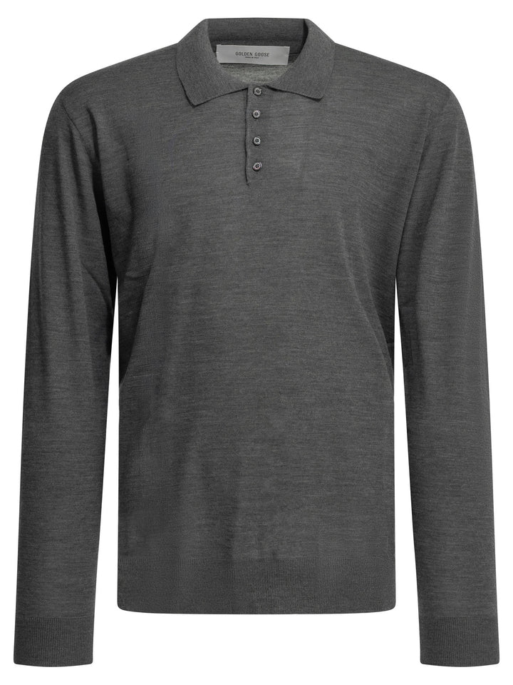 Golden Goose Wool Polo Sweater Knitwear - Grey | ace43917916194c7eb4da15702efb794ceeec3fe