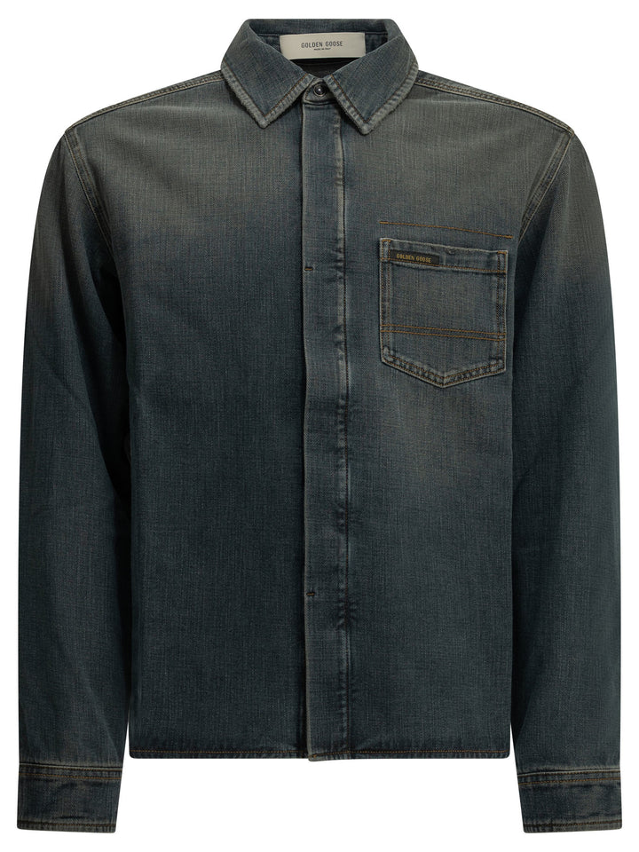 Golden Goose Casual Denim Shirt Shirts - Blue | eabc8143941174e92f5f6aede6526187609b9ebd