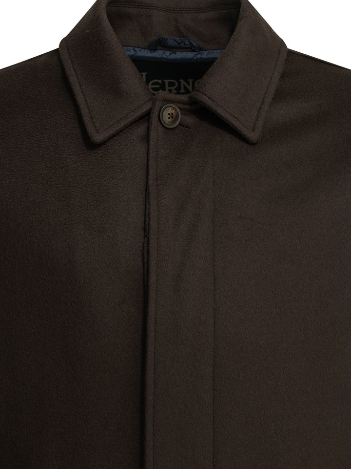 Herno Long Coat Made Of Pure Cashmere Jackets and Coats - Brown | 7557281c900c19f88babc79463c402c6f96a75d3