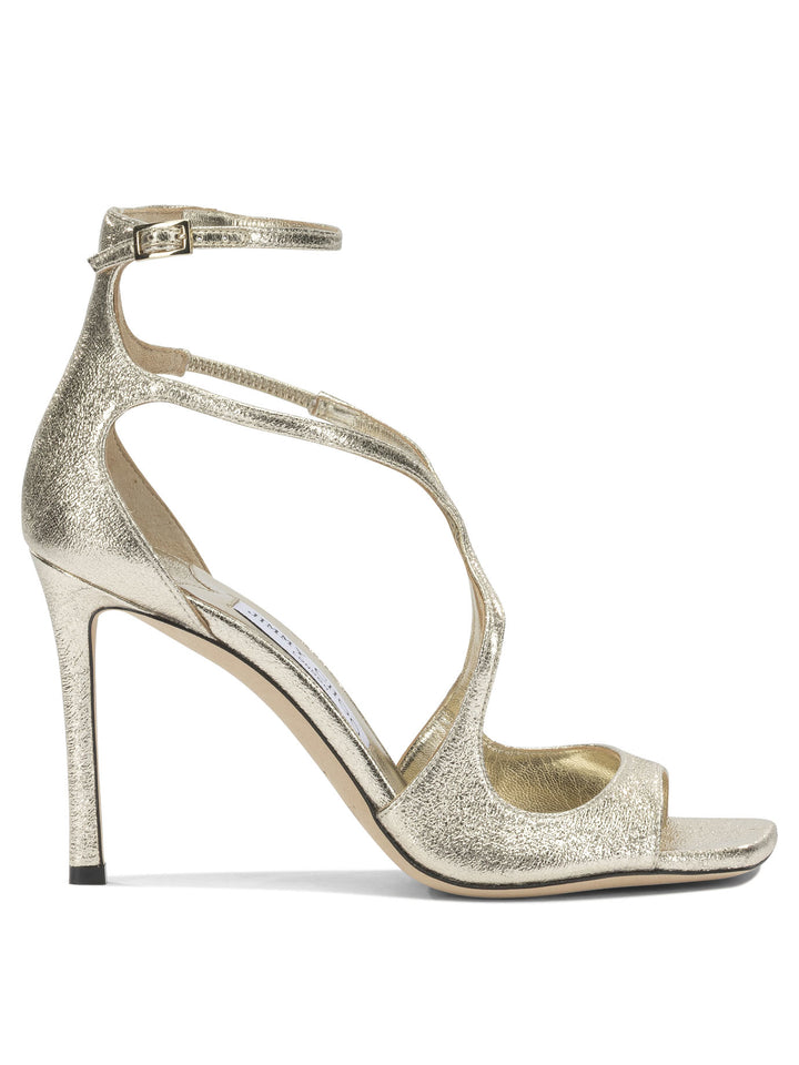 Jimmy Choo Azia 95mm Sandals - Gold | 50b8cdd536978db672854bd87b21f16de39ea061