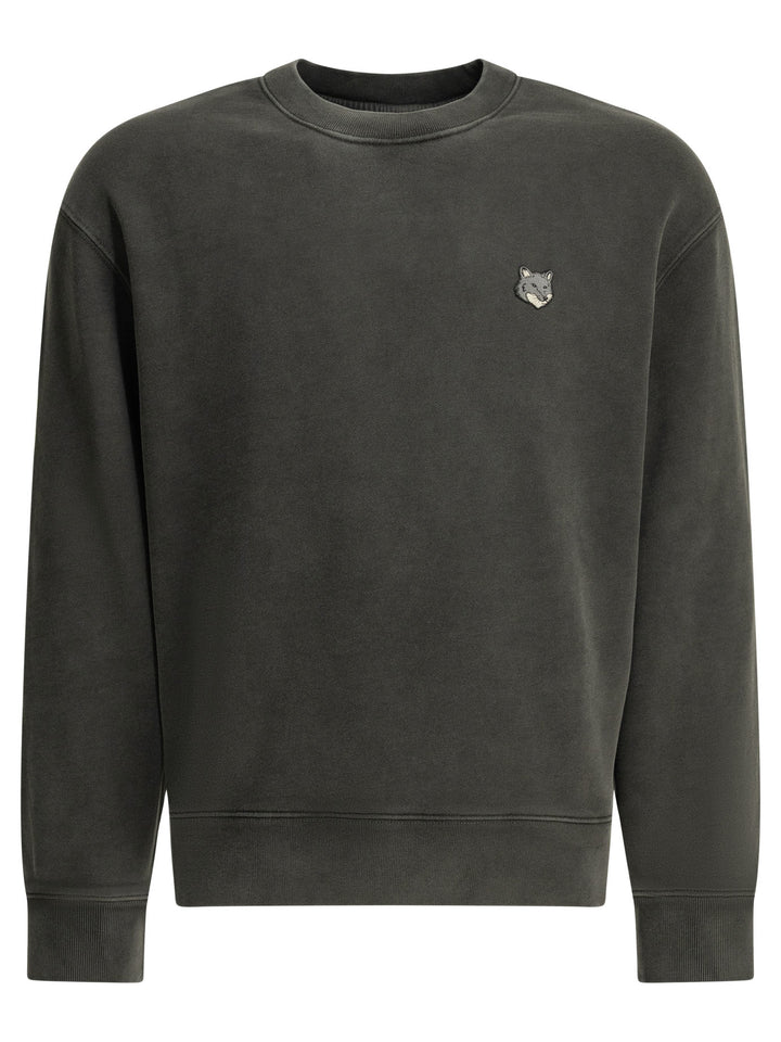 Maison Kitsuné Fox Head Faded Sweatshirts - Black | 748121ee6284ac1cf02c125a2505ba632771896f