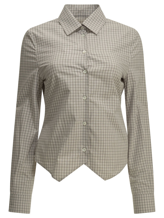 Pointed Hem Shirts Grey
