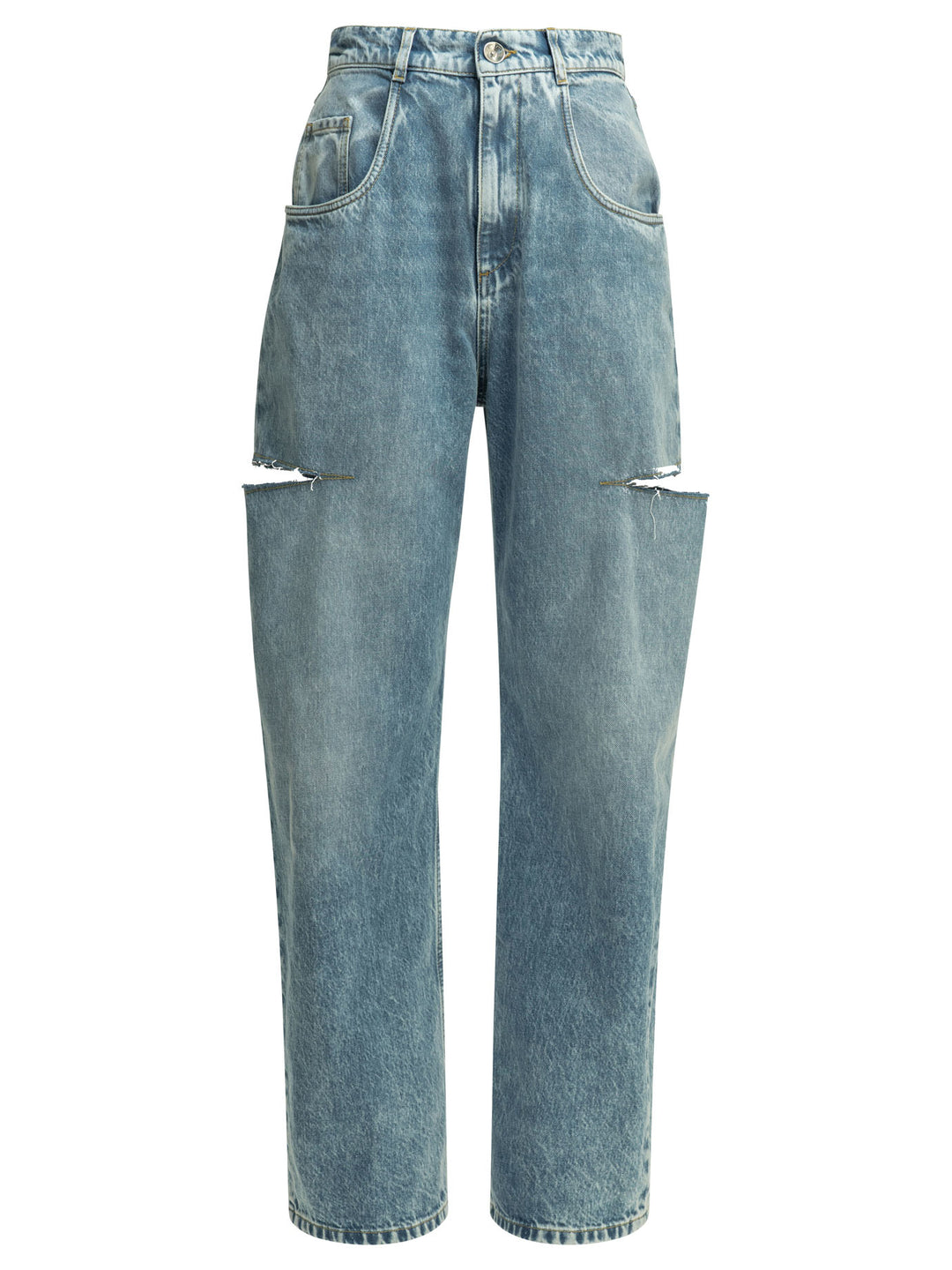 Maison Margiela Ripped Wide Leg Jeans - Blue | d9bc6845aaf877357cc31128e4a58f5b02f5be30