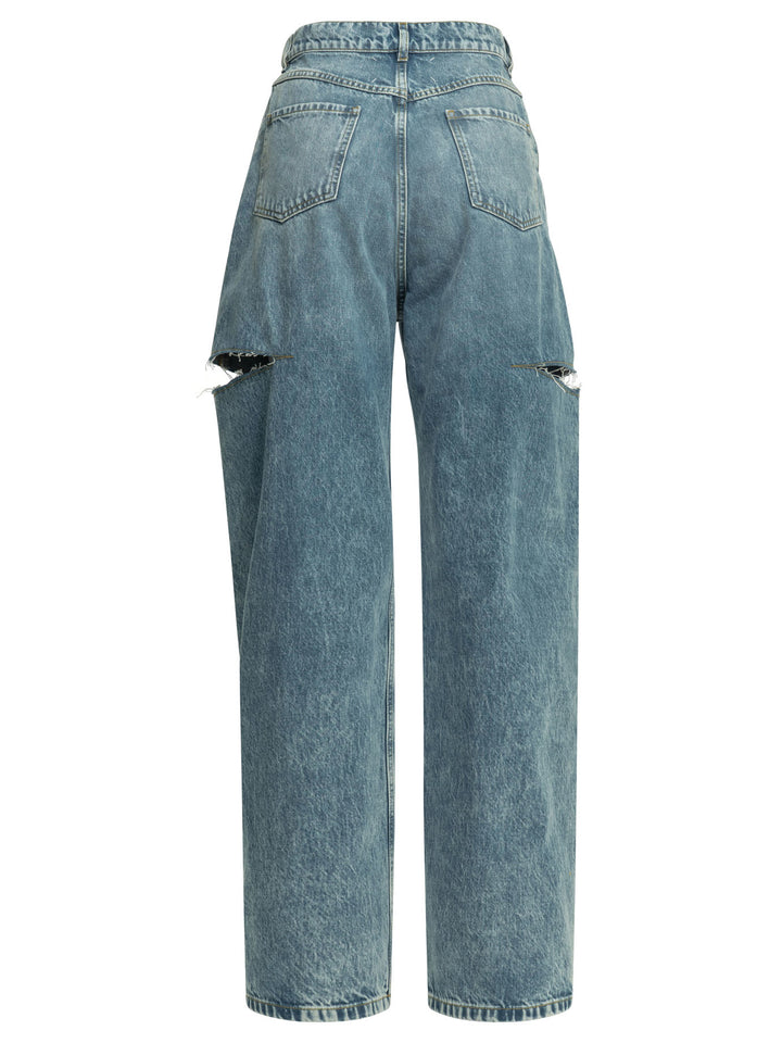 Maison Margiela Ripped Wide Leg Jeans - Blue | 0ffcf0fbe529acb6fc5448d6a033fbff0828199f