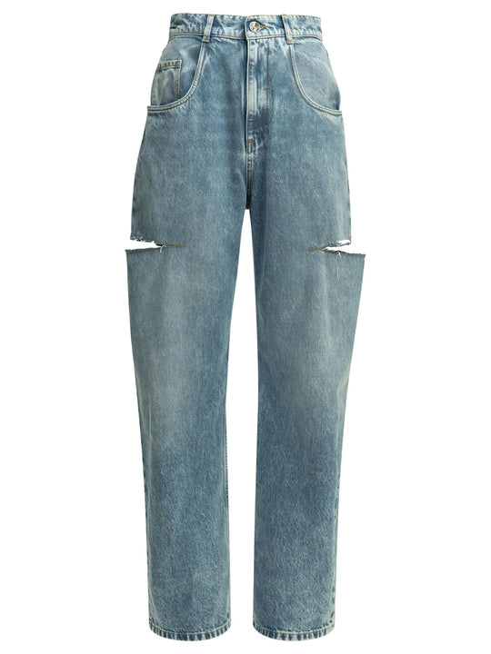 Ripped Wide Leg Jeans Light Blue