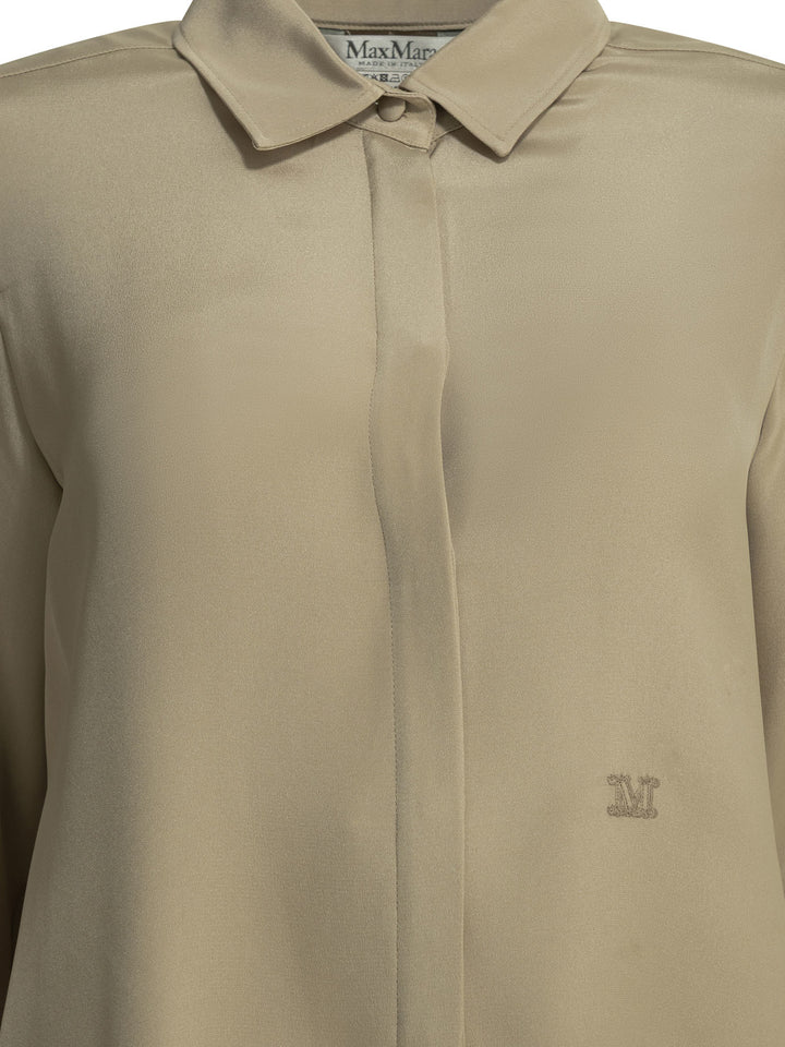 Max Mara Casual Shirt In Silk Crêpe De Chine Shirts - Beige | f9f7c44b1326dc692c295bdea3e0d1618dcbef40